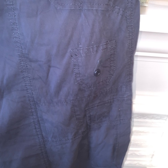 Norma Kamali Navy Wide Leg Cargo Cropped Pants 100% Cotton Women’s Size 16 - Picture 5 of 8